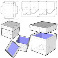 Folding Box (Internal measurement 16.6x16.6x15 cm) and Die-cut Pattern. EPS file is fully scalable. Prepared for real cardboard production.