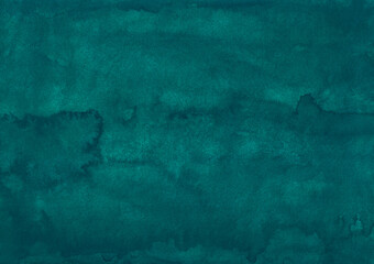 Watercolor deep teal green background painting. Vintage emerald backdrop.