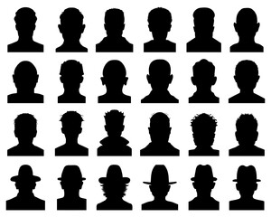 SVG Silhouettes of male and female heads, Avatars icons