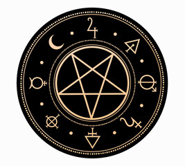 mystical symbols around the pentagram