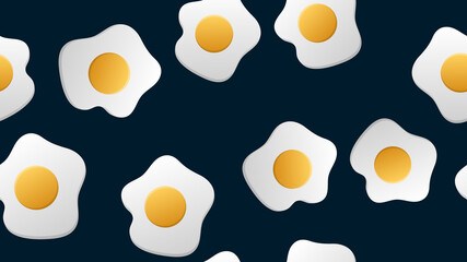 Fried Eggs seamless pattern on blue background. illustration