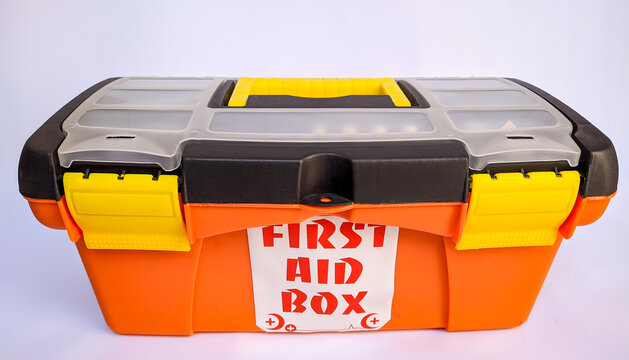 First Aid Kit Box On Plain Background