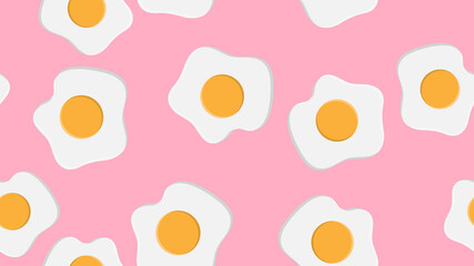 Egg seamless pattern. Cartoon with simple gradient design. Fried and whole eggs. Breakfast symbols.  drawing isolated on whi