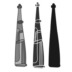 Isolated vector black and white illustration design set of lined beverage bottles