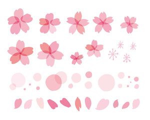春の桜ベクターセット　Cherry blossom illustration for spring	