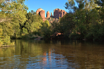 Cathedral Rock high above Red Rock Crossing in Sedona, Az