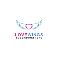 Love wings Logo Template design vector