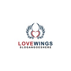 Love wings Logo Template design vector