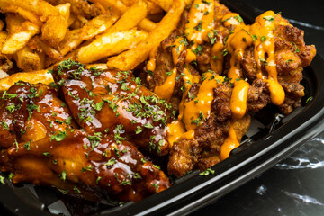 Wings, conch and fries
