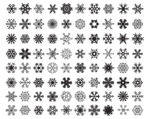 Obraz premium SVG Set of different black snowflakes on a white background 