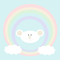 regenbogen cuddles Moritz koala pastel blau kinderzimmer tapete buch hintergrund süß und fröhlich