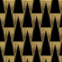black art deco pattern with geometric pattern with triangles