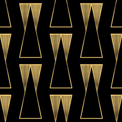 black and gold art deco pattern with geometric pattern