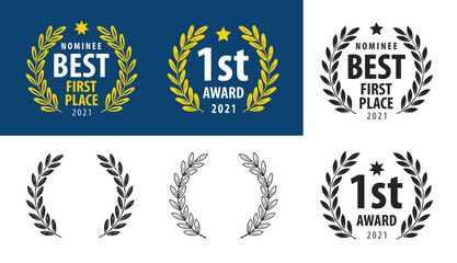 Fototapeta premium Laurel wreaths set. Award, reward symbol