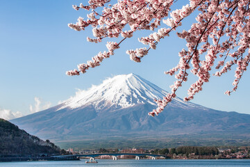 Mount Fuji in spring near Lake Kawaguchiko, Yamanashi Prefecture, Japan