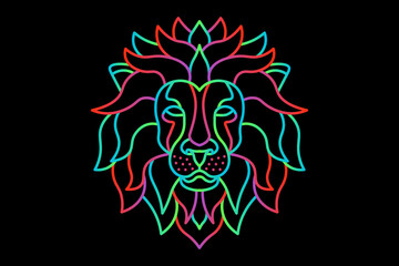 Neon lion's head