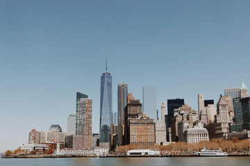 View from the river on the Manhattan skyline.