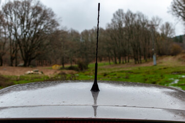 Car trip on rainy day