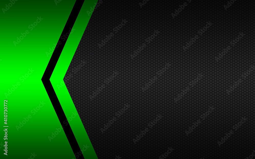 Wall mural black and green abstract vector background with polygonal pattern. template for your banner and pres