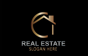 Golden Luxury Real Estate Logo Design Vector