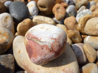 colorful stones at the Hastings Beach, East Sussex, south coast of England, May