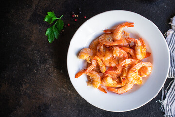 prawns fried shrimp spices delicious vegetarian portion on the table for healthy meal snack outdoor top view copy space for text food background rustic image pescetarian