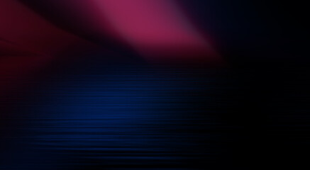 Dark abstract futuristic background. Neon lines, glow. Neon lines, shapes. Pink and blue glow