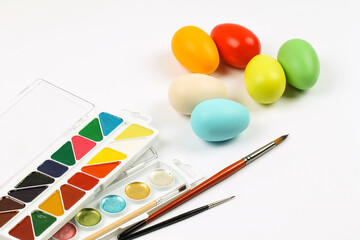 Preparing to celebrate Easter. Egg painting. 
