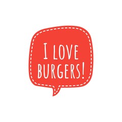 ''I love burgers'' Lettering