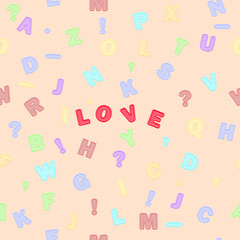 seamless vector pattern multicolored letters and the word love