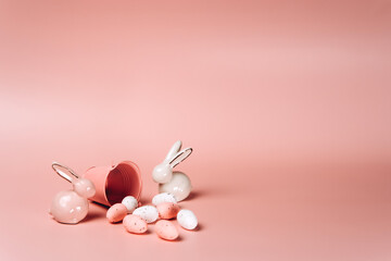 Creative photo of easter eggs on colorful background.