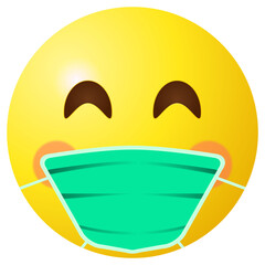 cute emoji wearing a protective face mask