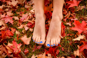 Barefoot boho model in Fall