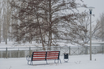 bench in the snow