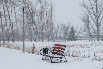 bench in the snow