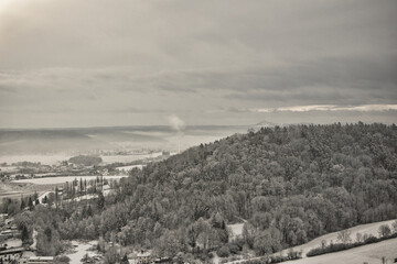 Winter, Winterlandschaft, Blick vom Steinbruch in Jena, Thüringen, Deutschland	