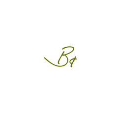 BA initial handwritten calligraphy, for monogram and logo