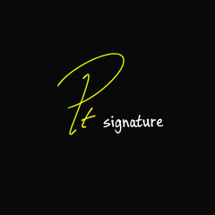 PT initial handwritten calligraphy, for monogram and logo