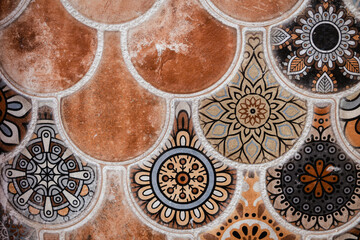 detail of a mosaic of a mosque