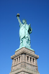 Fototapeta na wymiar Portrait view of the Statue of Liberty in New York City.