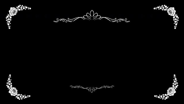 Abstraction of swirls. animated floral frame with alpha