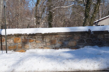 Snow Capped Stone Wall