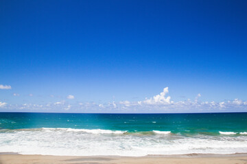 Beautiful seascape with ocean on a sunny day along northern coast of Puerto Rico