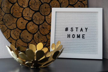 COVID-19 Coronavirus "STAY HOME" viral social media message sign with text for social distancing awareness. COVID-19 staying at home concept. Flatten the curve.