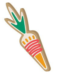 Carrot-shaped gingerbread. Easter treat in cartoon style.