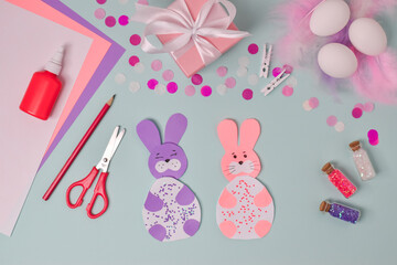 Step-by-step instructions. Easter bunnies. Step 6 Glitter glue. DO IT YOURSELF. It was flat. I'm making an Easter card.