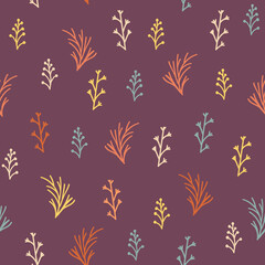 Simple foliage doodle repeat pattern design