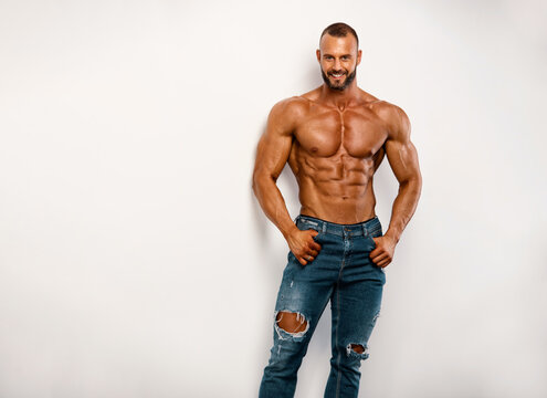 Handsome Shirtless Men in Jeans