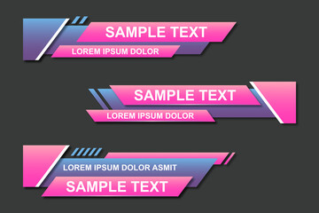 Modern stylish lower third banner template design. Graphic set of Broadcast News Lower Thirds Banner for Television. Vector video headline title