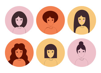 user profile, characters, Persona for user research, vector avatar, many faces, women	